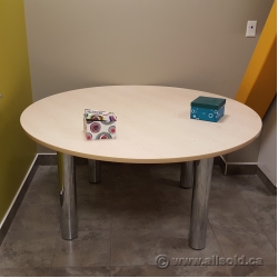 Birch 58 in. Round Meeting Table with Chrome Legs